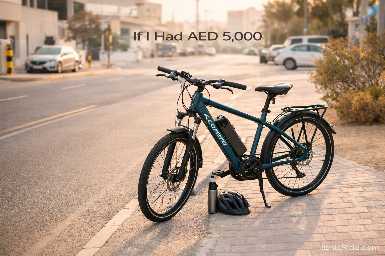 A standout e-bike under 5,000 AED chosen as the recommended pick for UAE riders, shown in a typical urban setting.