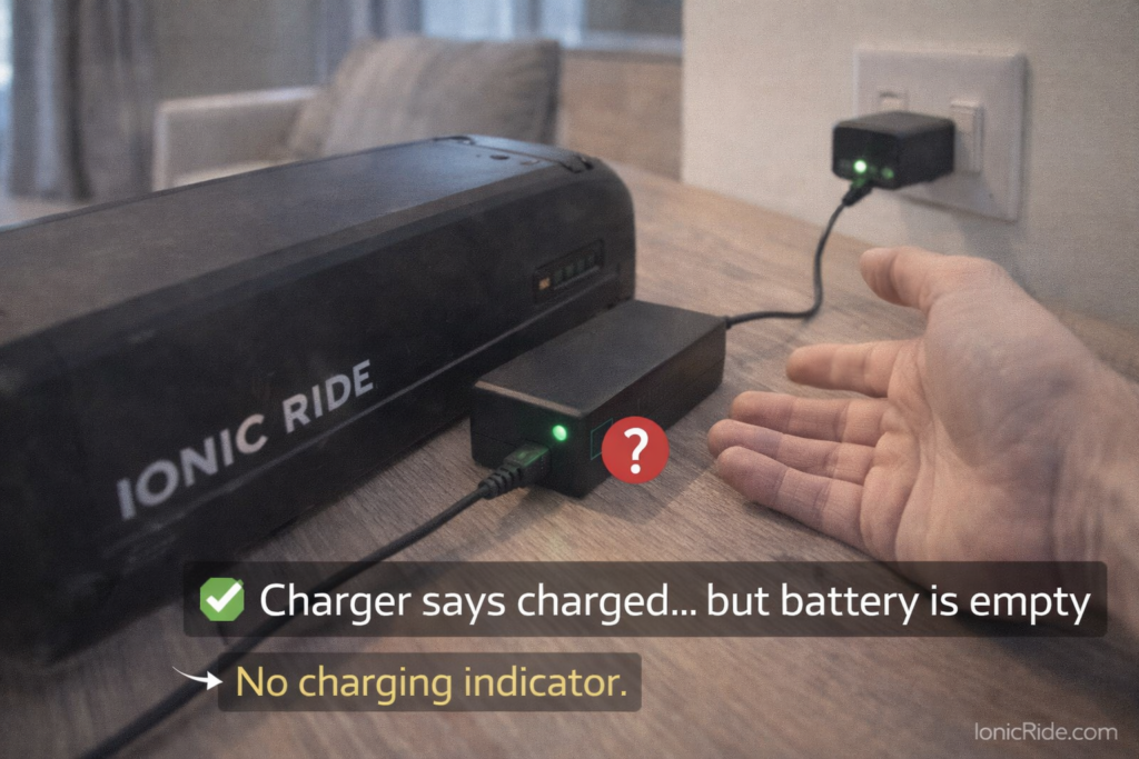 Classic charging problem: Battery plugged in, charger shows green (or no light), but battery remains empty. This scenario has multiple possible causes – from simple dirty terminals (2-minute fix) to dead charger (150-300 AED replacement) to failed battery (800-1,200 AED). Here's how to diagnose which one you're dealing with