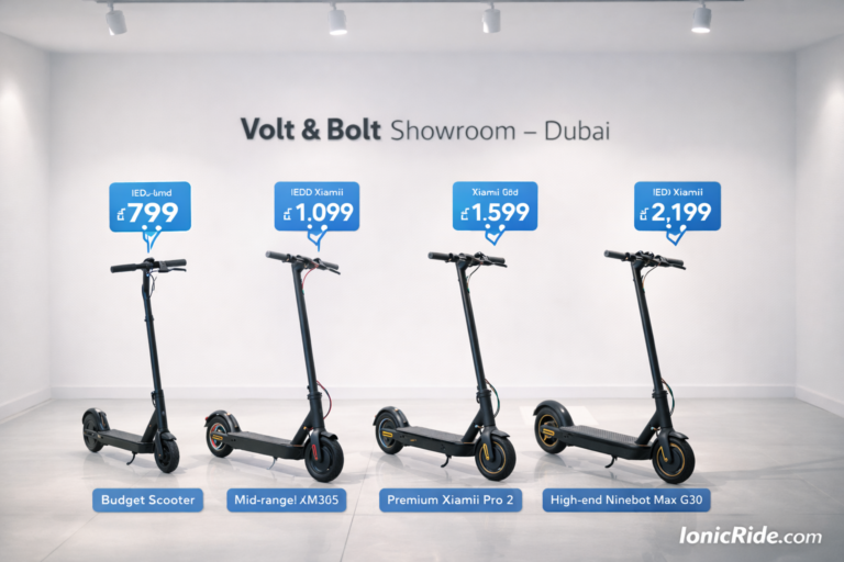 Complete e-scooter pricing breakdown for Dubai showing budget, mid-range, and premium tiers with expected features and longevity for each price point