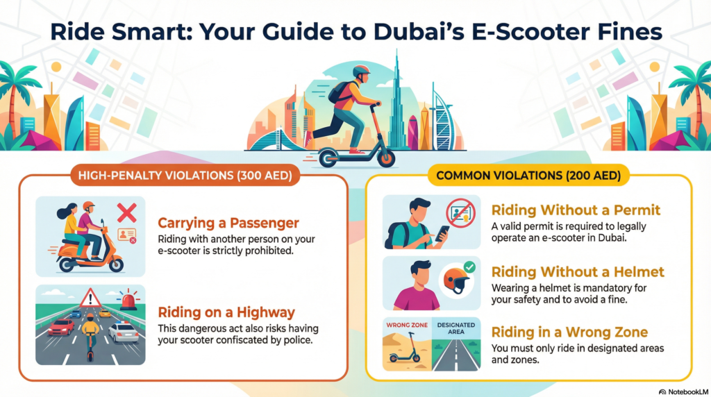 RTA e-scooter permit application on smartphone showing free 15-minute registration process with training modules and test requirements for Dubai riders