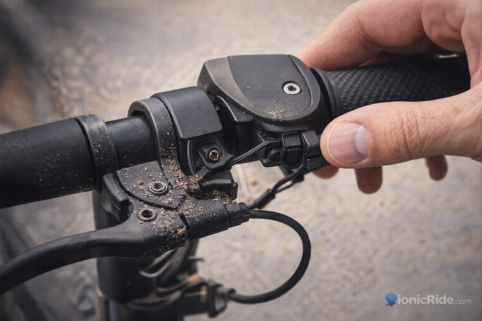 Brake cut-off stuck diagram showing brake lever sensor preventing throttle response on an e-scooter