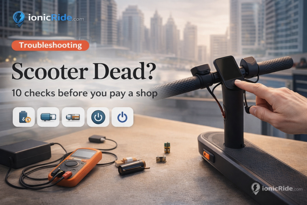E-scooter won’t turn on featured image listing 10 quick fixes before repair including battery, charger, fuse, connectors and display