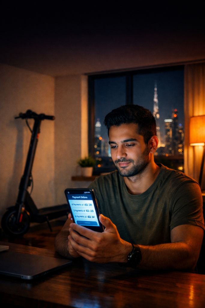 Electric Scooter Installment Plans UAE 2026 — Tabby, Tamara and Bank options compared