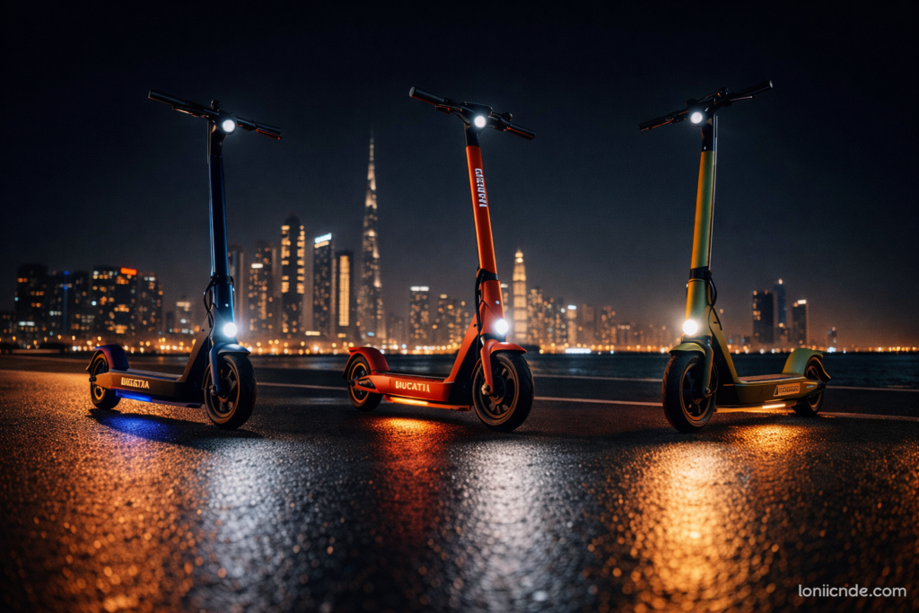 Luxury electric scooters Dubai 2026 — Bugatti, Ducati and Lamborghini branded scooters reviewed