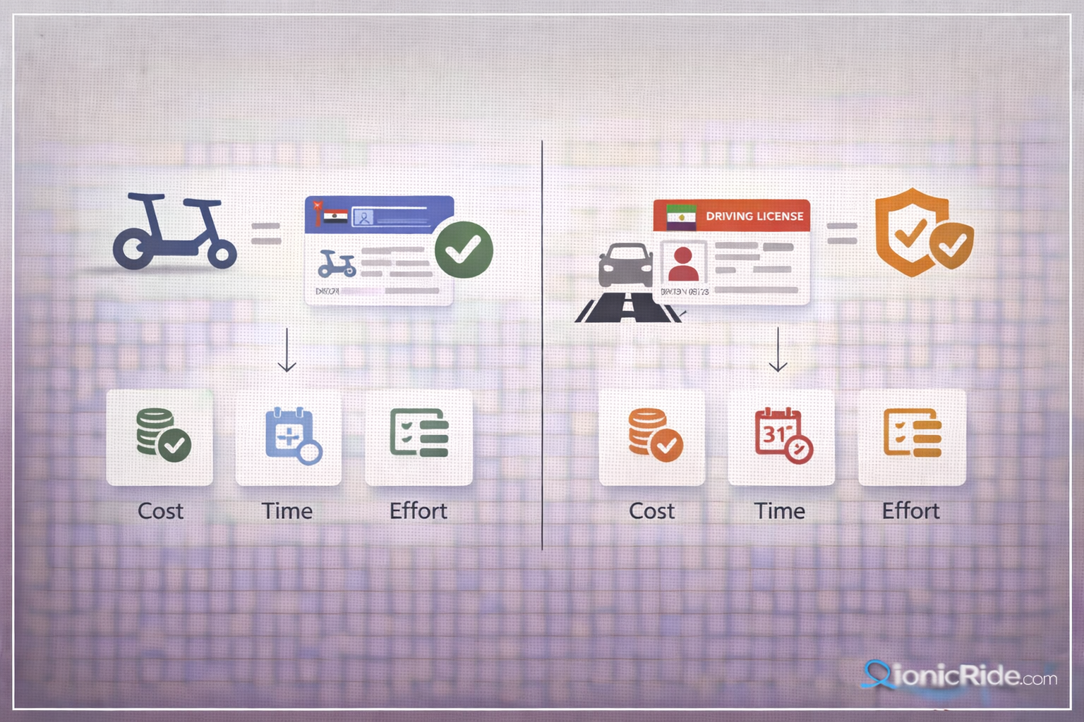 Do You Need a Permit or a Licence? — Decision Pathways Decision flowchart for Dubai showing whether you need an e-scooter riding permit, a driving licence, or neither based on rider situation
