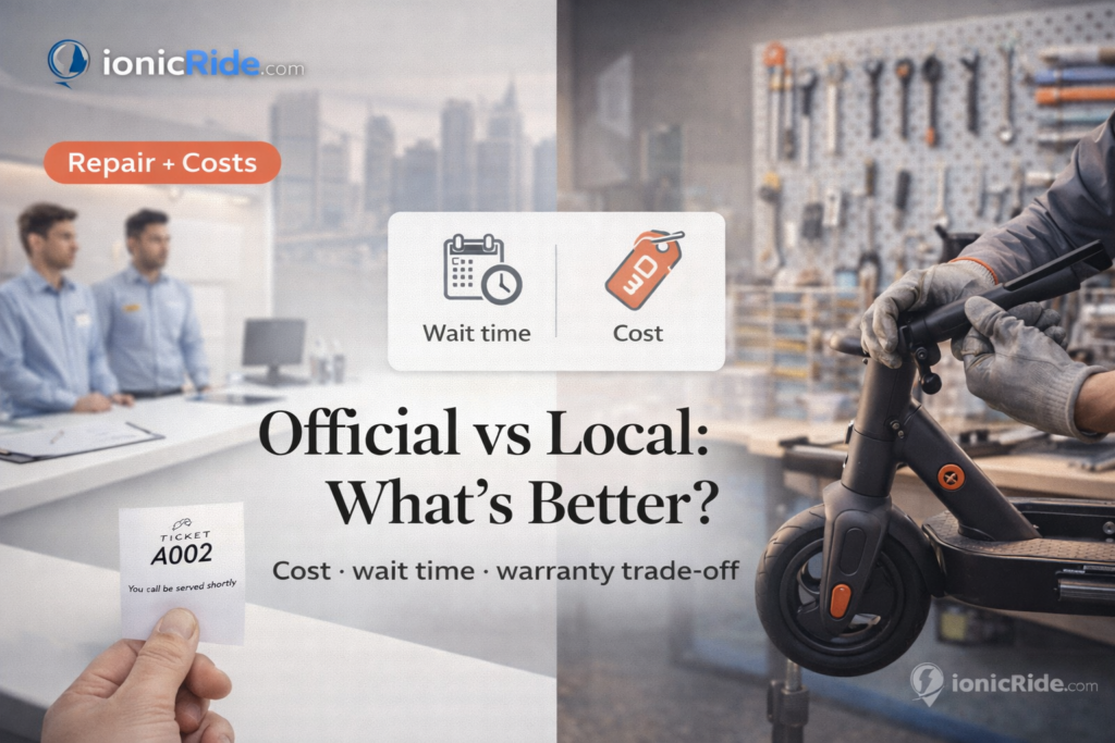 Xiaomi scooter repair in Dubai featured image showing a Xiaomi electric scooter being inspected and serviced in a professional workshop