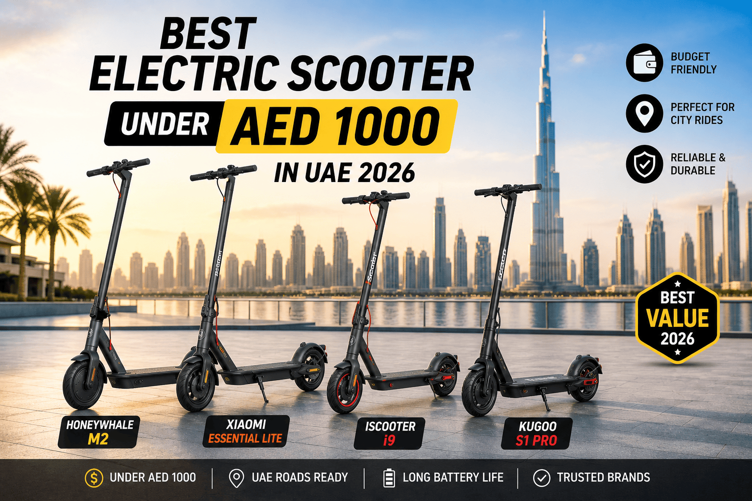 Best electric scooters under AED 1000 in UAE 2026 lineup