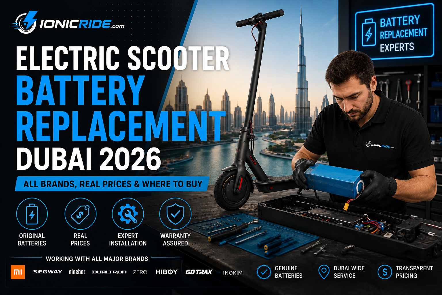 Electric Scooter Battery Replacement Dubai 2026 — Real Prices, Genuine Batteries & Expert Installation