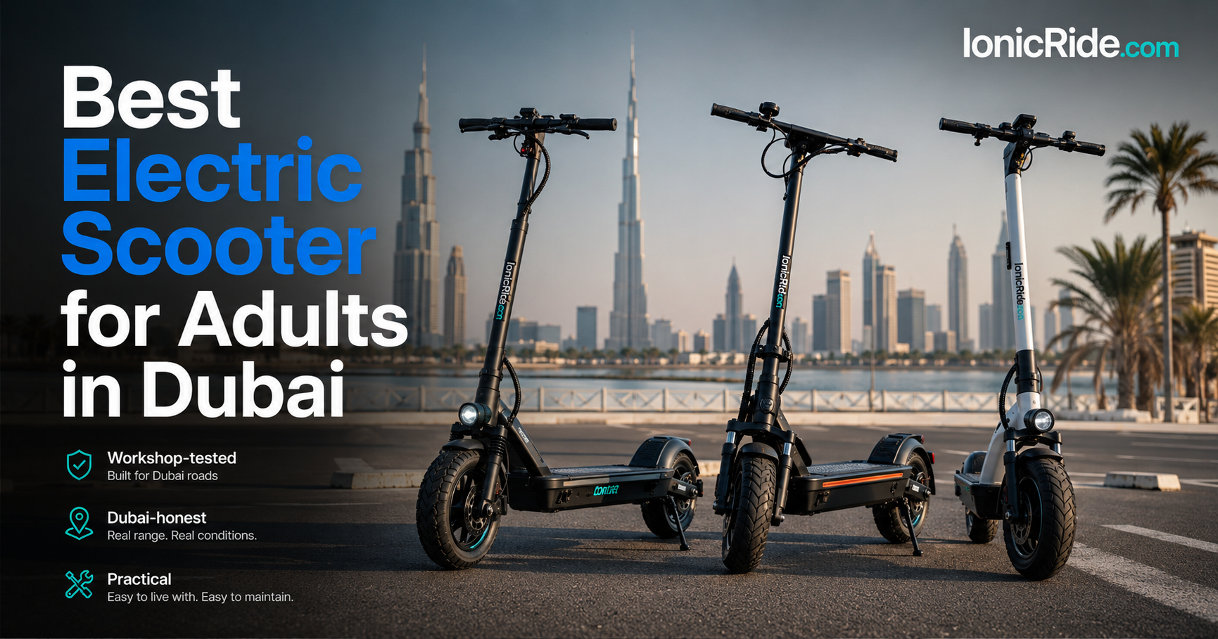 Best electric scooter for adults in Dubai showing premium commuter scooters on a modern UAE street