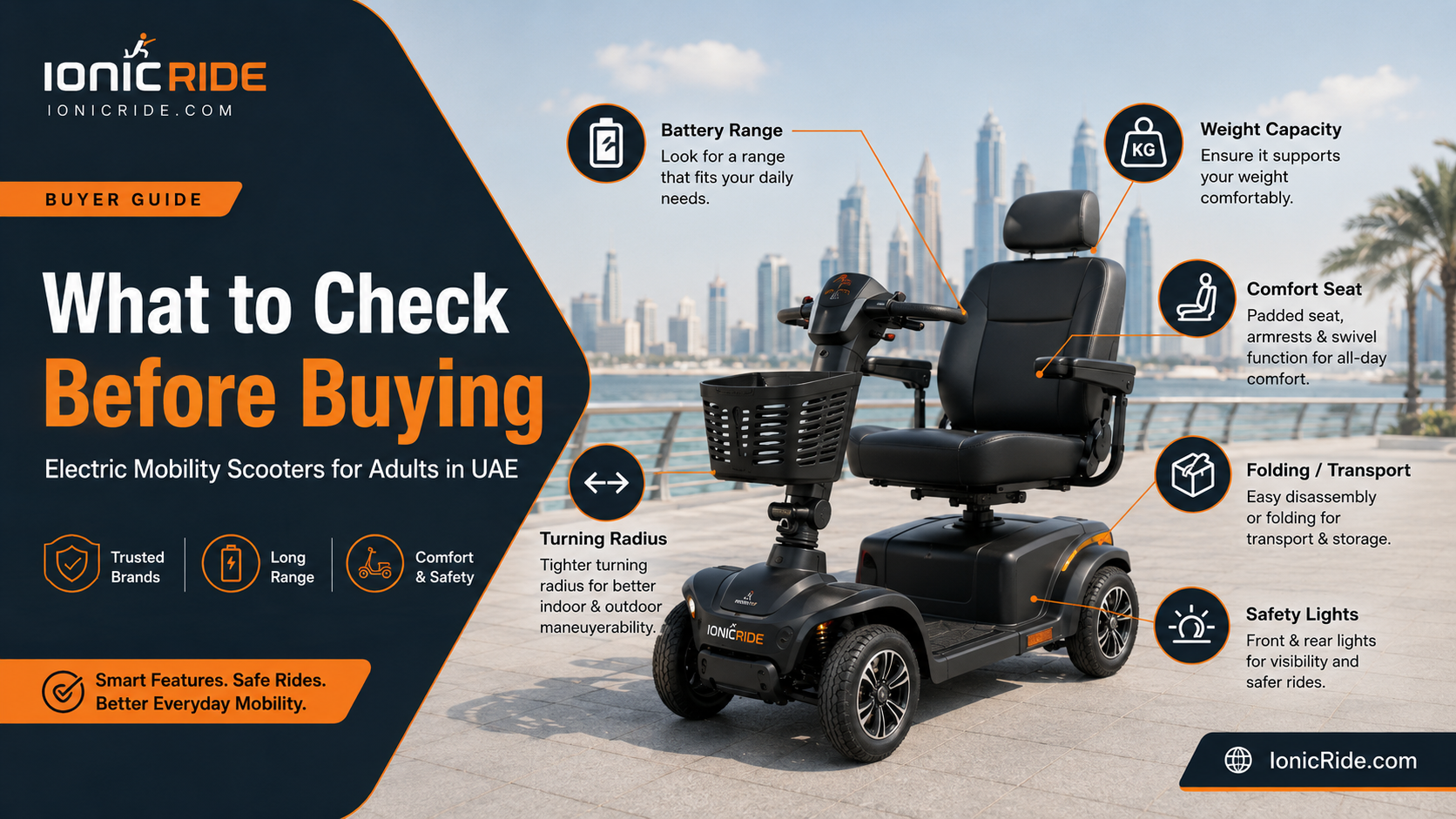 What to Check Before Buying a Mobility Scooter in UAE What to check before buying an electric mobility scooter in UAE — buyer checklist