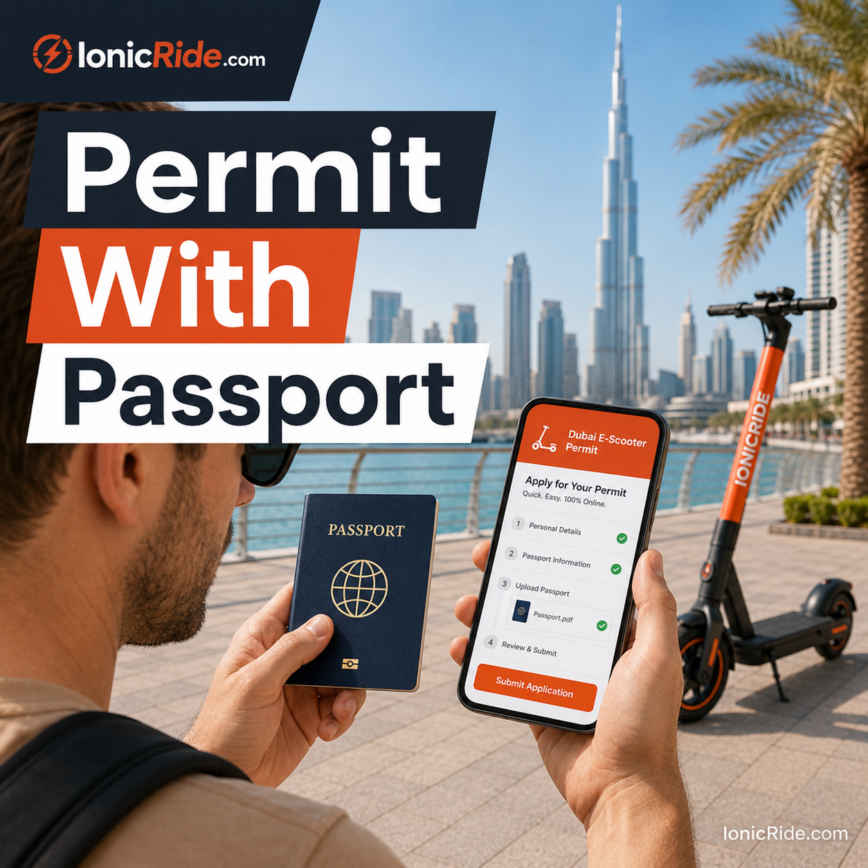 Dubai e-scooter tourist permit and passport requirements for visitors
