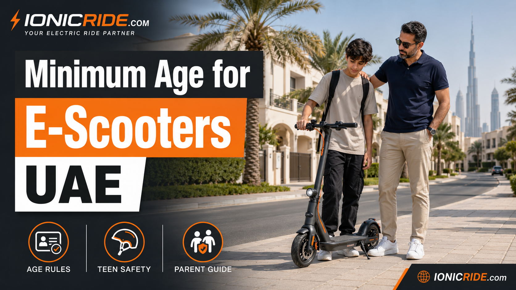 Electric Scooter Age Limit UAE 2026 Electric scooter age limit in the UAE 2026 showing the minimum legal riding age of 16