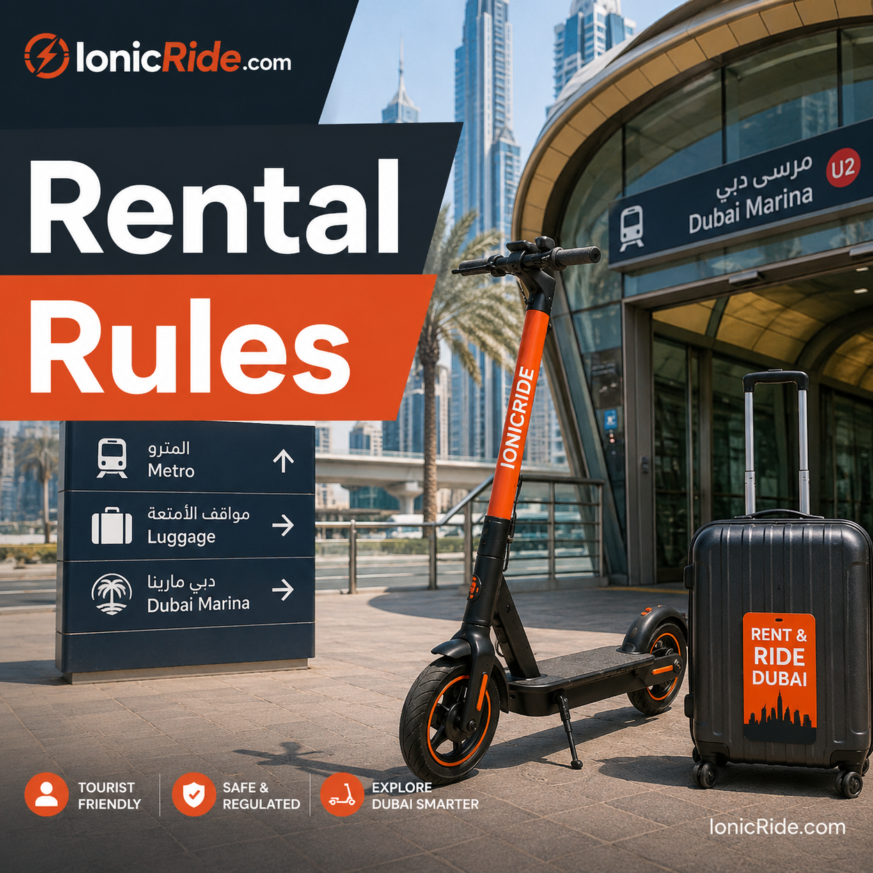 Electric scooter rental in Dubai for tourists with safety and legal riding rules